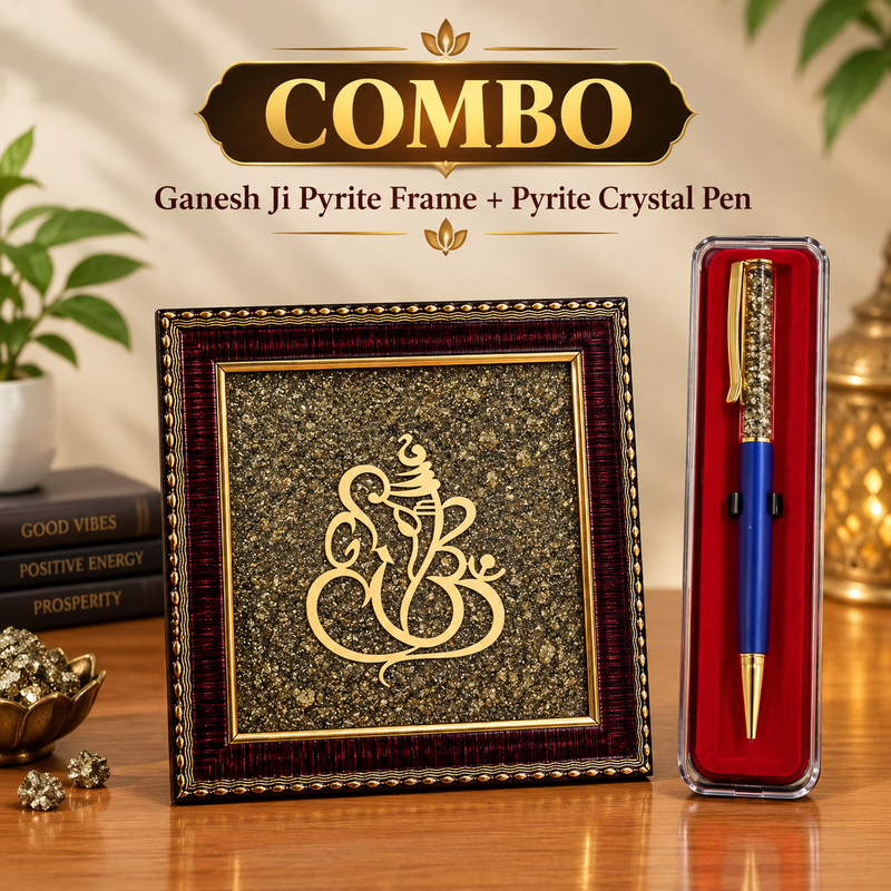 Ganesh Prosperity Combo – Pyrite Frame & Crystal Pen