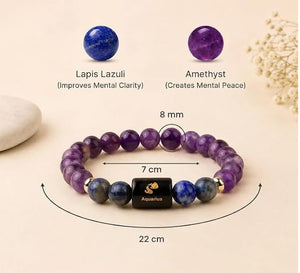 Aquarius (कुंभ राशि) Zodiac Crystal Bracelet for Men & Women