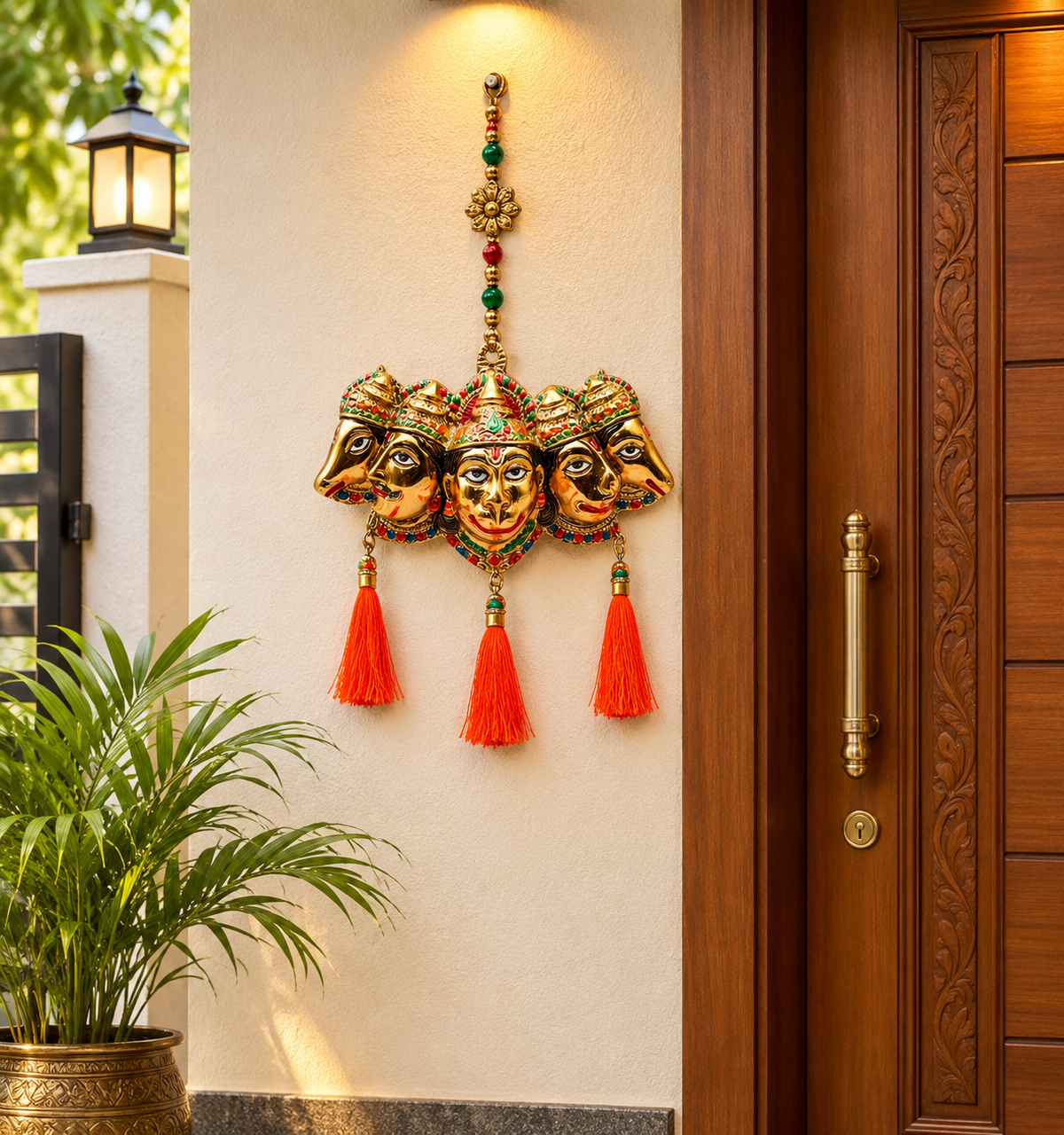 Panchmukhi Hanuman Ji Wall Hanging | Five-Faced Bajrangbali Spiritual Décor
