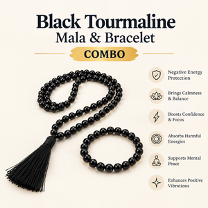 Protection & Grounding Crystal Duo – Black Tourmaline Bracelet & Mala