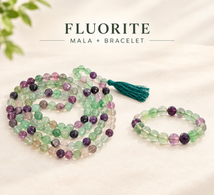 Clarity & Focus Crystal Duo – Fluorite Bracelet & Mala