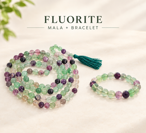 Clarity & Focus Crystal Duo – Fluorite Bracelet & Mala
