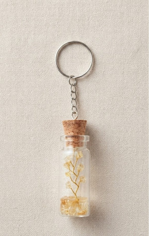 Glossy Crystal Bottle Tree Keychain with Natural Crystal Chips