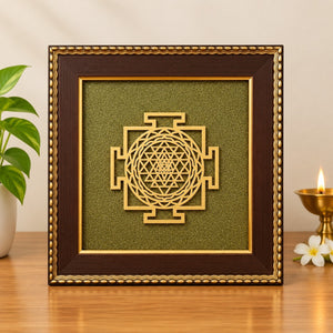Shree Yantra on Raw Pyrite Frame – 8 Inch