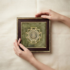 Shree Yantra on Raw Pyrite Frame – 8 Inch