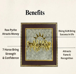 Pyrite Vaibhav Vastu Combo | 7 Horse Pyrite Frame & Pyrite Turtle
