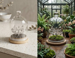 Pyrite Crystal Dome Tree Showpiece with Glass Dome & Wooden Base