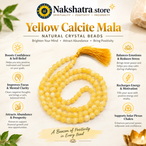 Yellow Calcite Crystal Beads Mala Spiritual Necklace