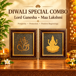 Divine Prosperity Combo | Golden Ganesh & Lakshmi Pyrite Frames