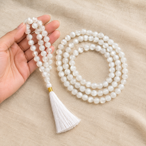 Selenite Crystal Beads Mala Spiritual Necklace