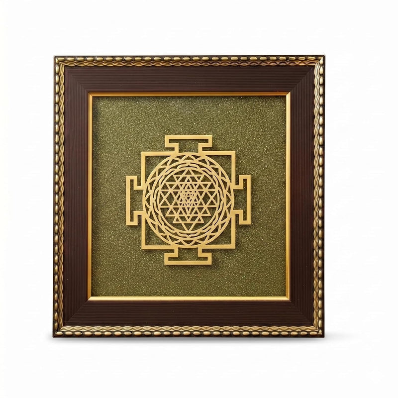 Shree Yantra on Raw Pyrite Frame – 8 Inch