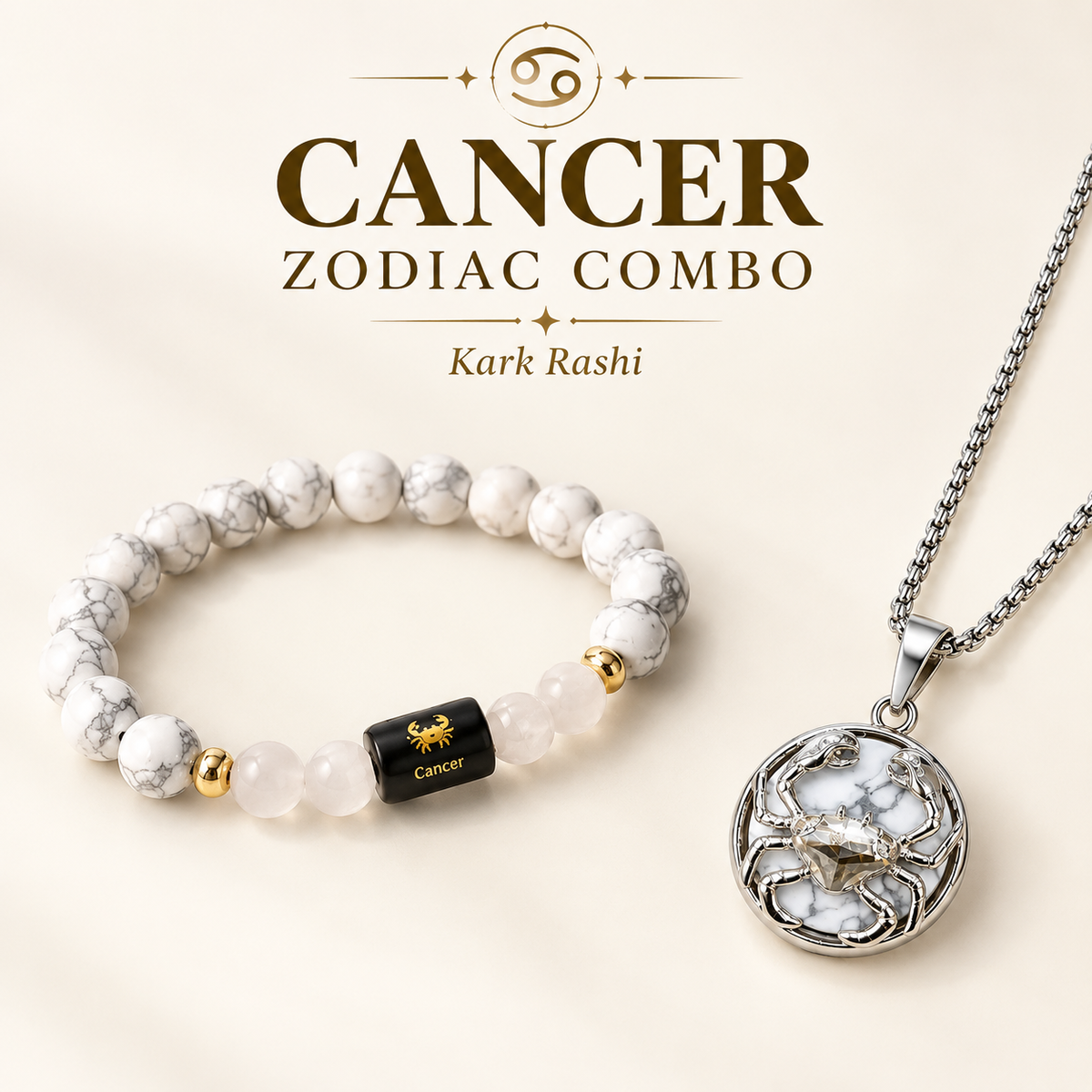 Cancer Moon Harmony Combo – कर्क राशि Bracelet & Pendant