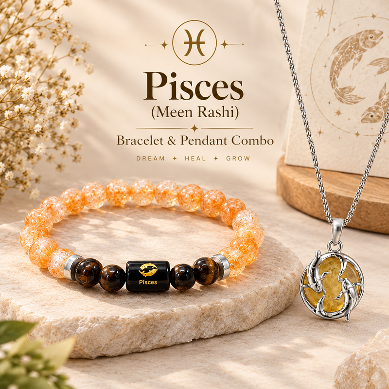 Pisces Ocean Harmony Combo – मीन राशि Bracelet & Pendant
