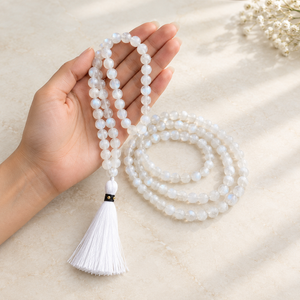 Moonstone Crystal Beads Mala Spiritual Necklace