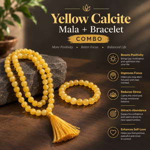 Confidence & Motivation Crystal Set – Yellow Calcite Bracelet & Mala