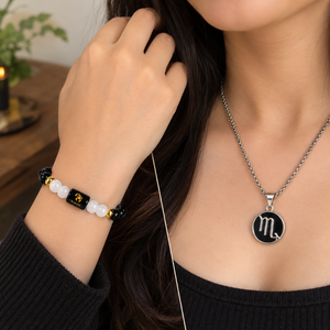 Scorpio  Zodiac Duo – Astrological Bracelet & Symbol Pendant Set