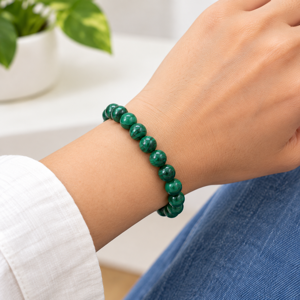 Natural Malachite Crystal Beads Bracelet