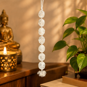 White Clear Quartz Tumble Stone Hanging | Natural Crystal Hanging for Home Decor