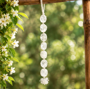 White Clear Quartz Tumble Stone Hanging | Natural Crystal Hanging for Home Decor