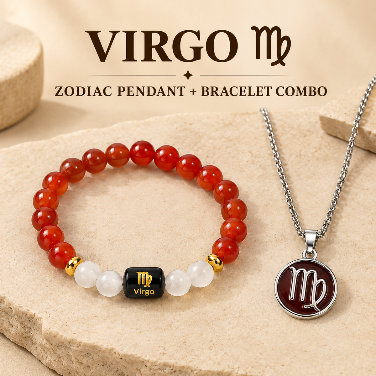 Virgo Kanya Rashi Duo – Zodiac Pendant & Bracelet Combo
