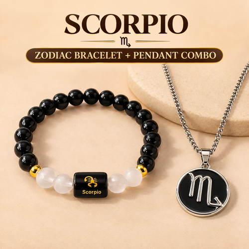 Scorpio  Zodiac Duo – Astrological Bracelet & Symbol Pendant Set