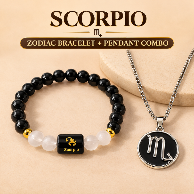 Scorpio  Zodiac Duo – Astrological Bracelet & Symbol Pendant Set
