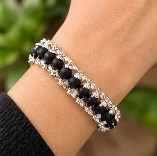 Karungali Silver Plated Bracelet