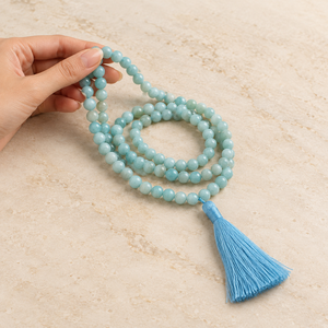 Amazonite Crystal Beads Mala Spiritual Necklace