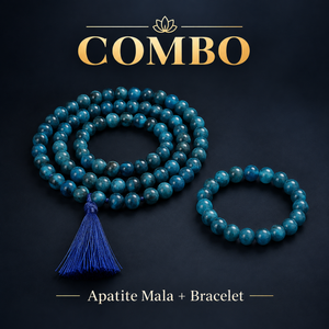 Focus & Self-Expression Crystal Set – Apatite Bracelet & Mala