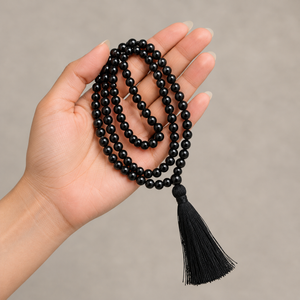 Shungite Mala Crystal Beads Spiritual Necklace