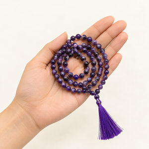 Charoite Mala Crystal Beads Spiritual Necklace