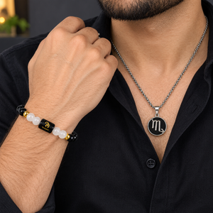 Scorpio  Zodiac Duo – Astrological Bracelet & Symbol Pendant Set