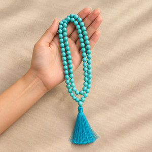 Turquoise (Firoza) Crystal Beads Mala Spiritual Necklace