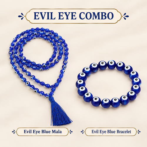Nazar Protection Duo – Blue Evil Eye Mala & Bracelet