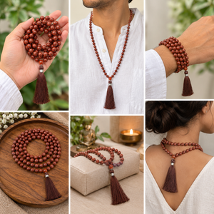 Red Jasper Crystal Beads Mala Spiritual Necklace