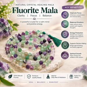 Fluorite Crystal Beads Mala Spiritual Necklace