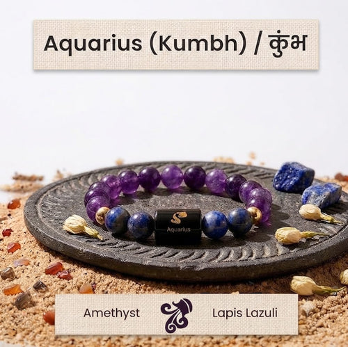 Aquarius (कुंभ राशि) Zodiac Crystal Bracelet for Men & Women