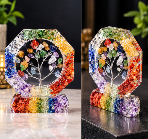 7 Chakra Crystal Tree Orgonite | Multicolor Gemstone Tree