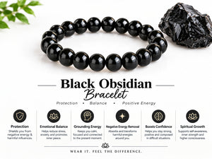 Black Obsidian Crystal Beads Bracelet