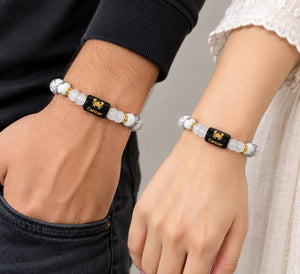 Cancer Zodiac Bracelet (कर्क राशि) | Howlite & Milky Quartz Crystal Bracelet for Men & Women