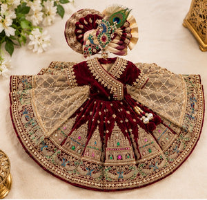 Royal Maroon Zari Work Poshak for Laddu Gopal Ji