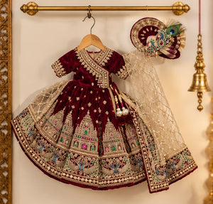 Royal Maroon Zari Work Poshak for Laddu Gopal Ji