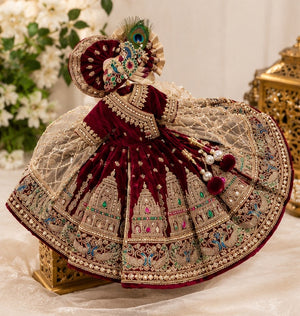 Royal Maroon Zari Work Poshak for Laddu Gopal Ji