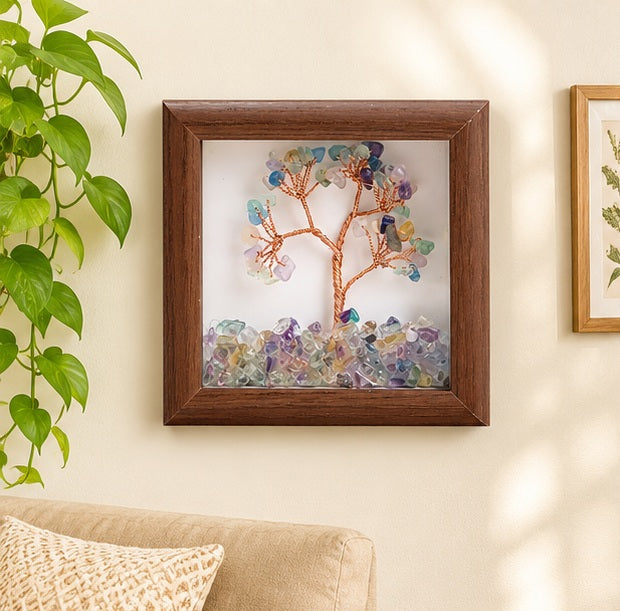 Multi Fluorite Crystal Tree Frame | Colourful Gemstone Tree for Spiritual Décor