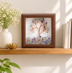 Multi Fluorite Crystal Tree Frame | Colourful Gemstone Tree for Spiritual Décor