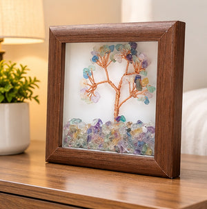 Multi Fluorite Crystal Tree Frame | Colourful Gemstone Tree for Spiritual Décor