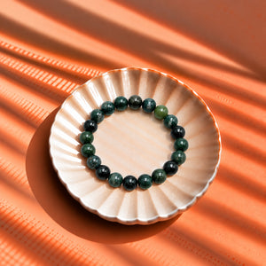 Moss Agate Bracelet –Natural Crystal Beads for Growth, Prosperity & Positive Energy