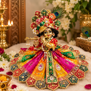 Shyam Rangoli Multicolour Royal Poshak for Laddu Gopal Ji