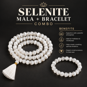 Purity & Peace Crystal Collection – Selenite Bracelet & Mala