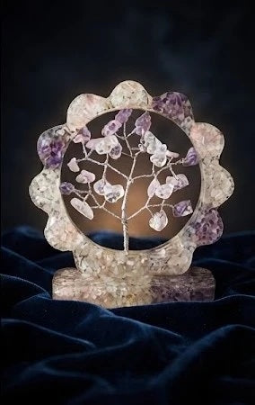 Amethyst, Rose Quartz & Clear Quartz Orgonite Crystal Tree